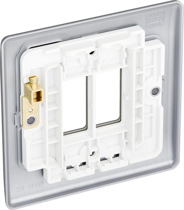 BG GridLite MNBS2 Nexus Metal 2G Grid Front Plate - Brushed Steel