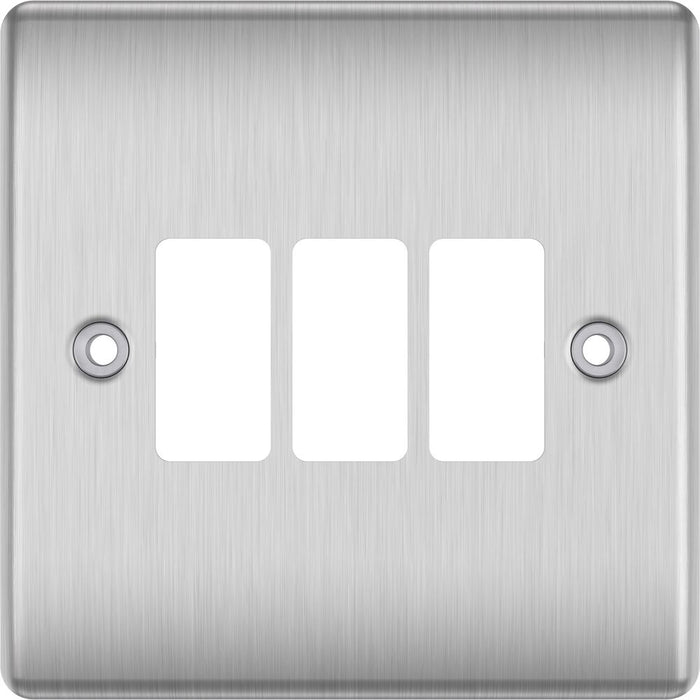 BG GridLite MNBS3 Nexus Metal 3G Grid Front Plate - Brushed Steel