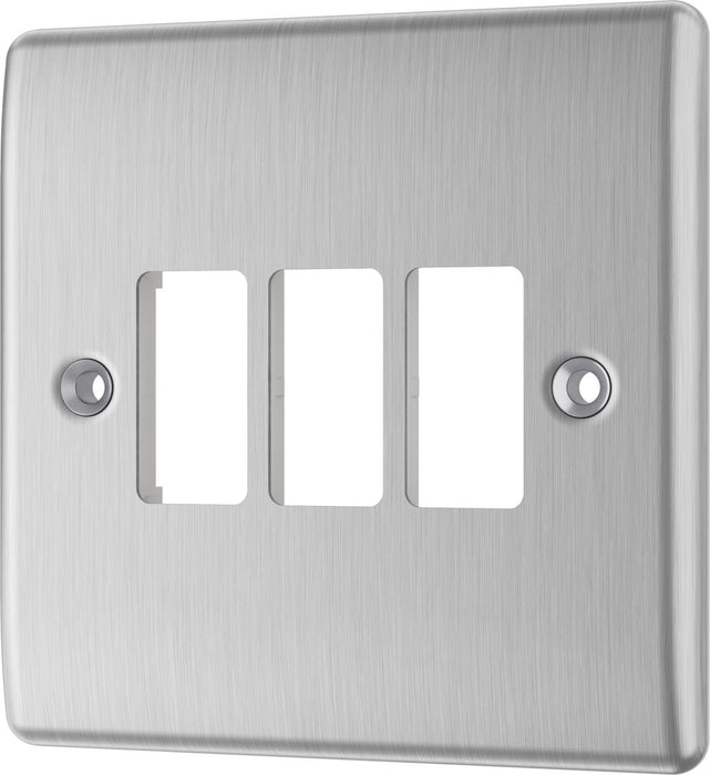 BG GridLite MNBS3 Nexus Metal 3G Grid Front Plate - Brushed Steel