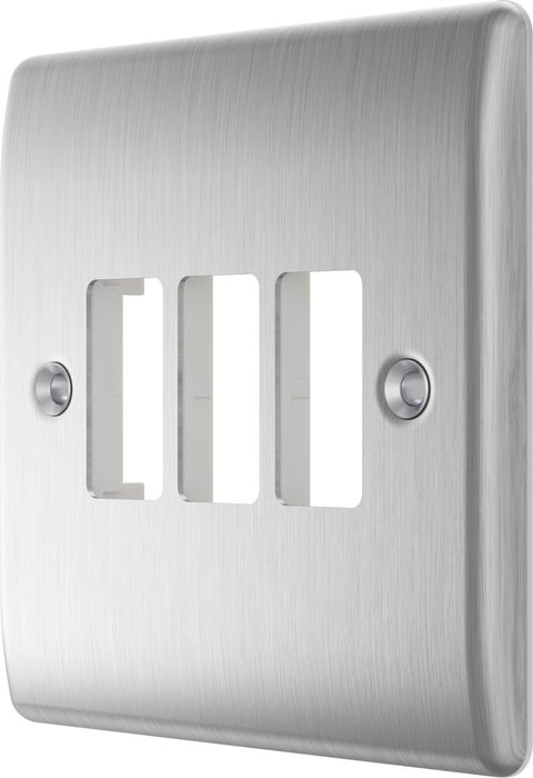 BG GridLite MNBS3 Nexus Metal 3G Grid Front Plate - Brushed Steel