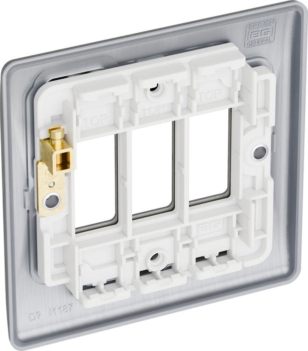 BG GridLite MNBS3 Nexus Metal 3G Grid Front Plate - Brushed Steel