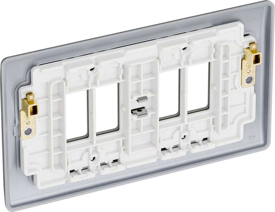 BG GridLite MNBS4 Nexus Metal 4G Grid Front Plate - Brushed Steel