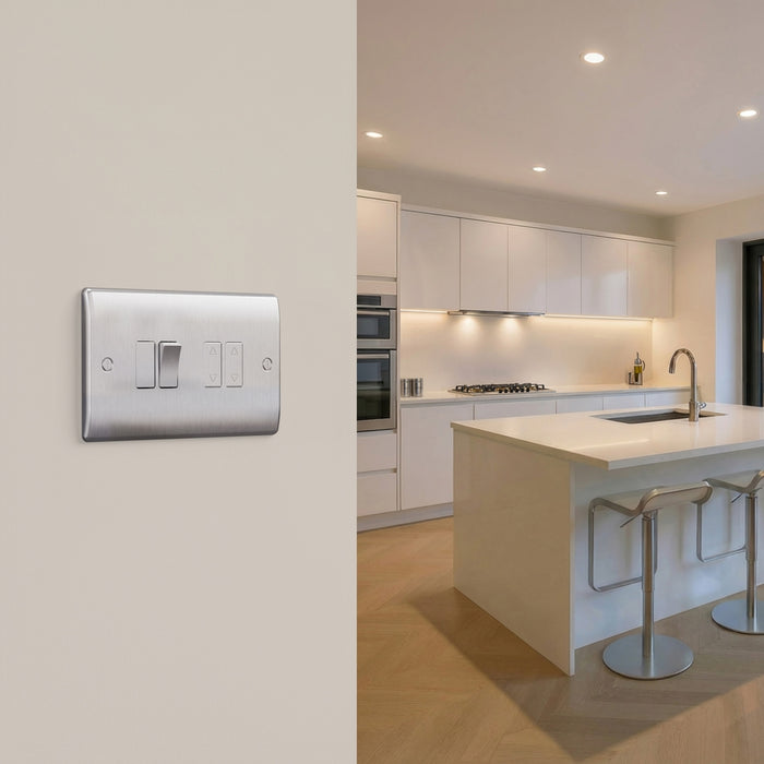 BG GridLite MNBS4 Nexus Metal 4G Grid Front Plate - Brushed Steel