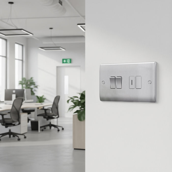 BG GridLite MNBS4 Nexus Metal 4G Grid Front Plate - Brushed Steel