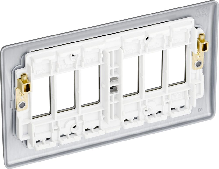 BG GridLite MNBS6 Nexus Metal 6G Grid Front Plate - Brushed Steel