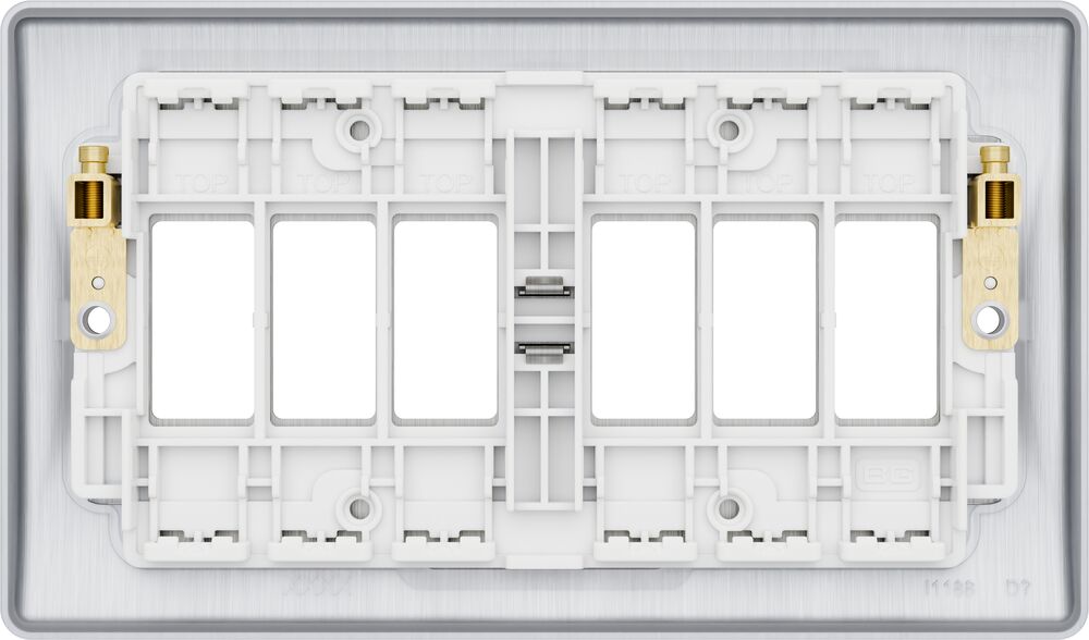 BG GridLite MNBS6 Nexus Metal 6G Grid Front Plate - Brushed Steel