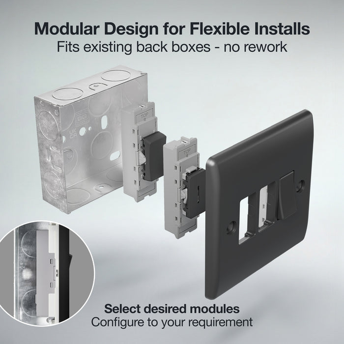 BG GridLite MNFB1 Nexus Metal 1G Grid Front Plate - Matt Black