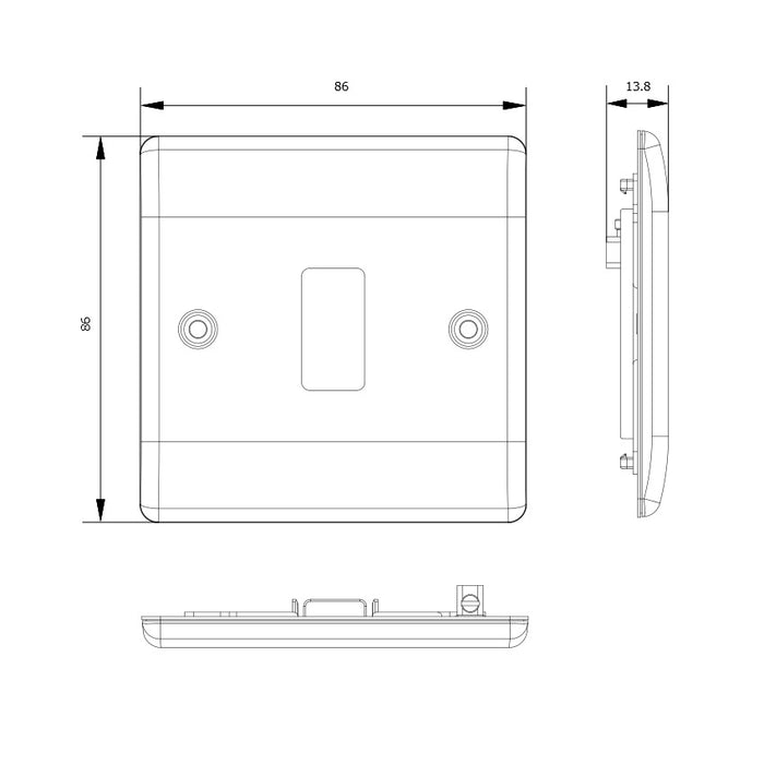 BG GridLite MNFB1 Nexus Metal 1G Grid Front Plate - Matt Black
