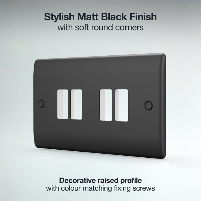 BG GridLite MNFB4 Nexus Metal 4G Grid Front Plate - Matt Black