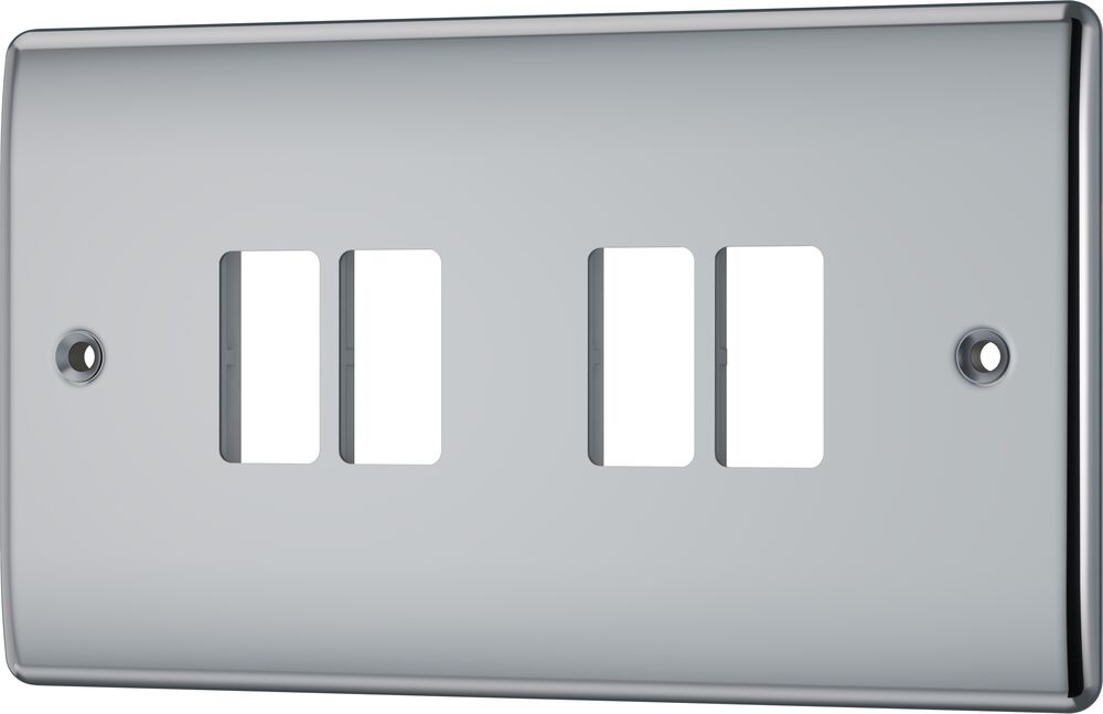 BG GridLite MNPC4 Nexus Metal 4G Grid Front Plate - Polished Chrome
