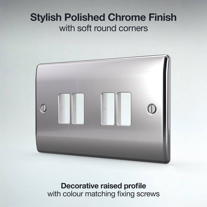 BG GridLite MNPC4 Nexus Metal 4G Grid Front Plate - Polished Chrome