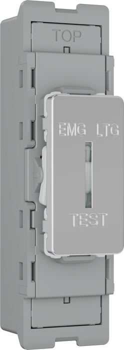 BG GridLite MPC12EL 20A 16AX SP 2-Way Key Switch Module "EMG LTG TEST" - Polished Chrome
