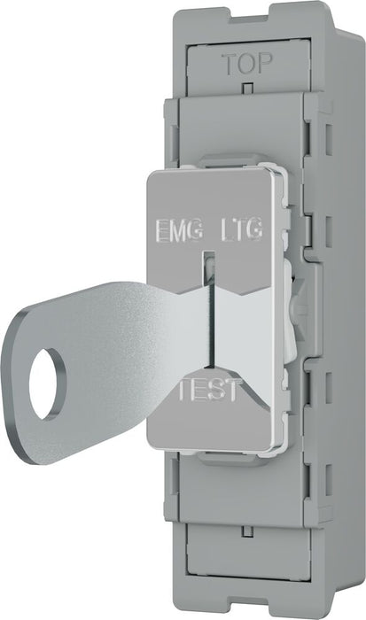 BG GridLite MPC12EL 20A 16AX SP 2-Way Key Switch Module "EMG LTG TEST" - Polished Chrome