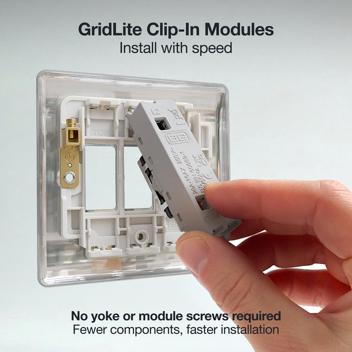 BG GridLite MPC12EL 20A 16AX SP 2-Way Key Switch Module "EMG LTG TEST" - Polished Chrome