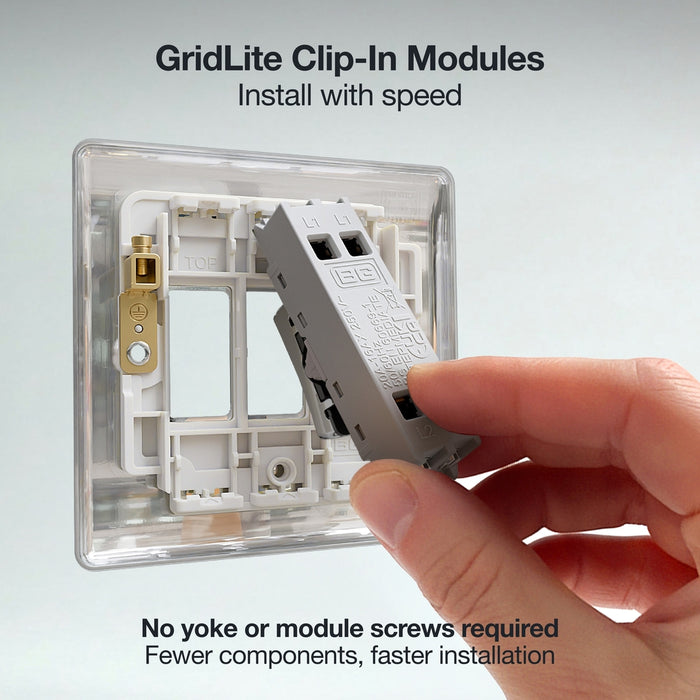 BG GridLite MPC13 20A 16AX 2-Way Intermediate Switch Module - Polished Chrome