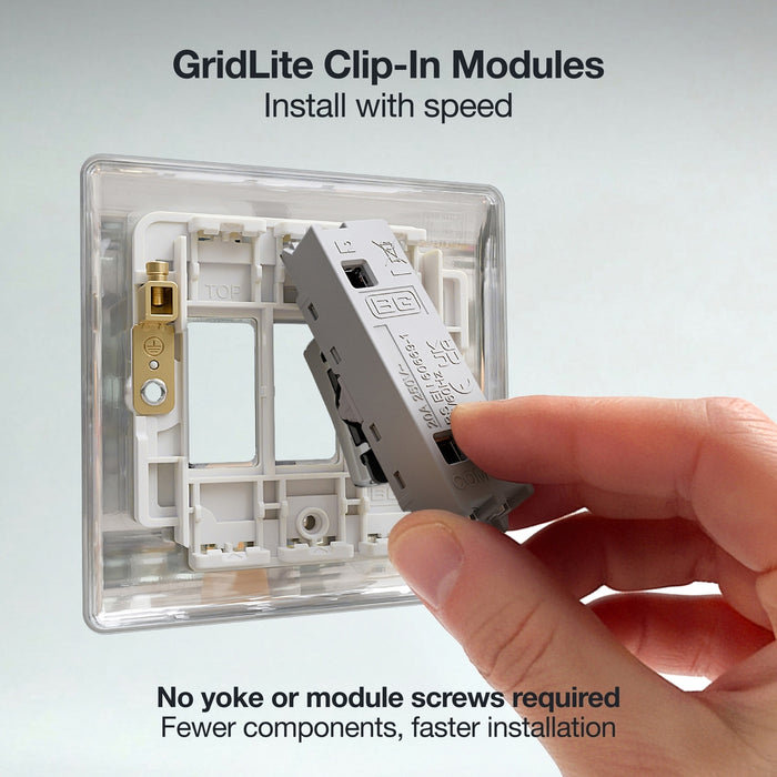 BG GridLite MPC142PR 20A 2-Way Retractive Switch Module "PRESS" - Polished Chrome