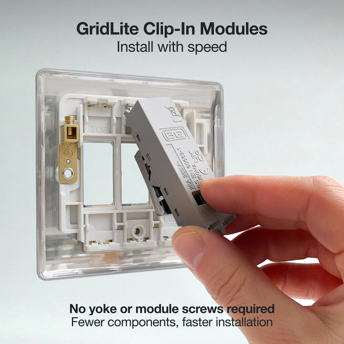 BG GridLite MPC14PR 20A 1-Way Retractive Switch Module "PRESS" - Polished Chrome