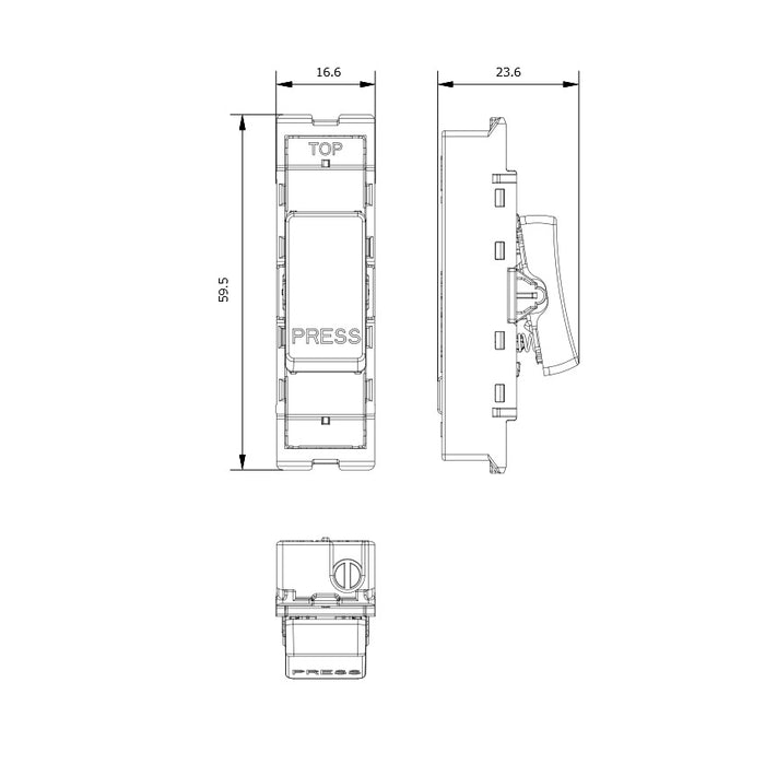 BG GridLite MPCDB142PR Evolve 20A 2-Way Retractive Switch Module "PRESS" - Black