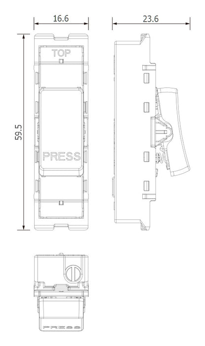 BG GridLite MPCDB142PR Evolve 20A 2-Way Retractive Switch Module "PRESS" - Black