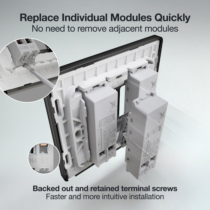 BG GridLite MPCDB14BELL Evolve 20A 1-Way Retractive Switch Module "Bell Symbol" - Black