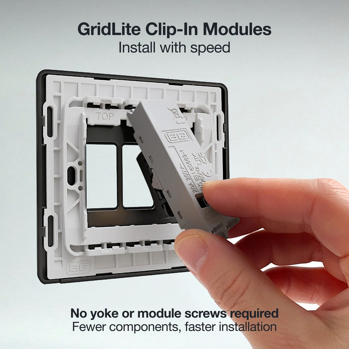 BG GridLite MPCDB14PR Evolve 20A 1-Way Retractive Switch Module "PRESS" - Black