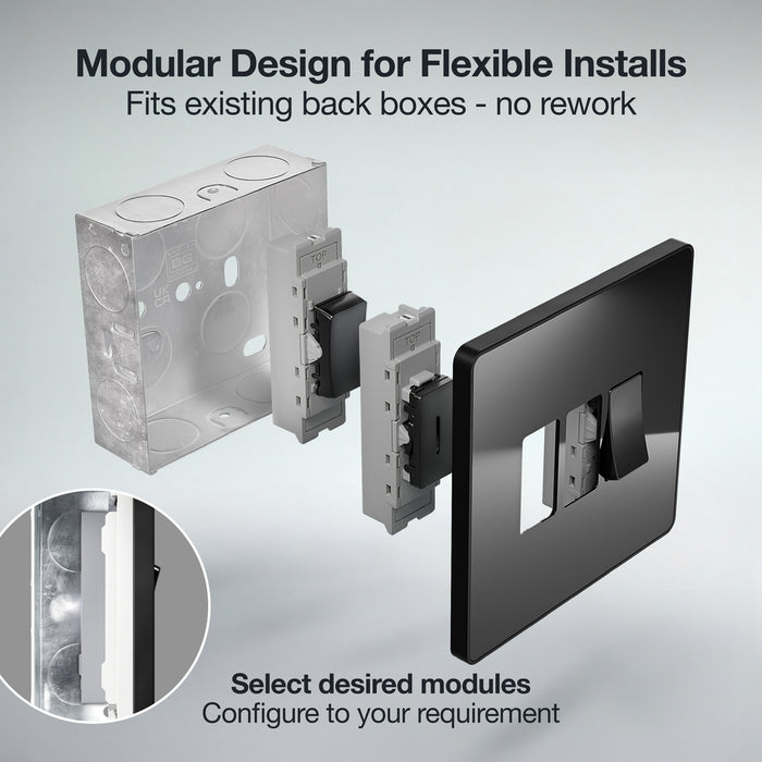 BG GridLite MPCDBC4B Evolve 4G Grid Front Plate - Black Chrome (Black)
