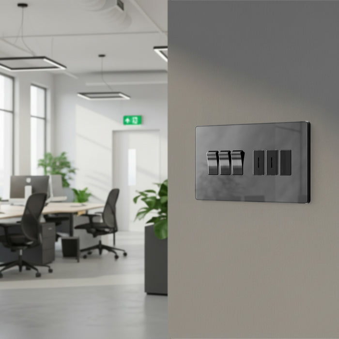 BG GridLite MPCDBC6B Evolve 6G Grid Front Plate - Black Chrome (Black)