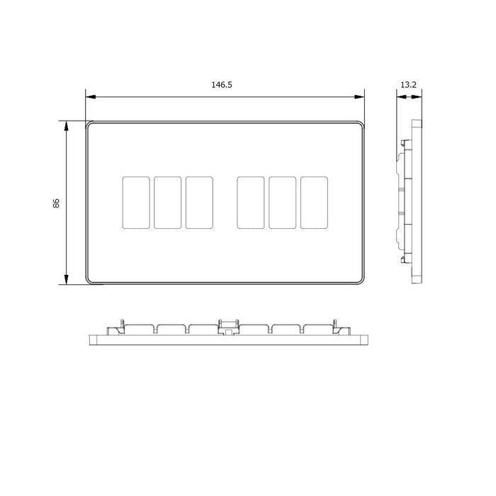 BG GridLite MPCDBC6B Evolve 6G Grid Front Plate - Black Chrome (Black)