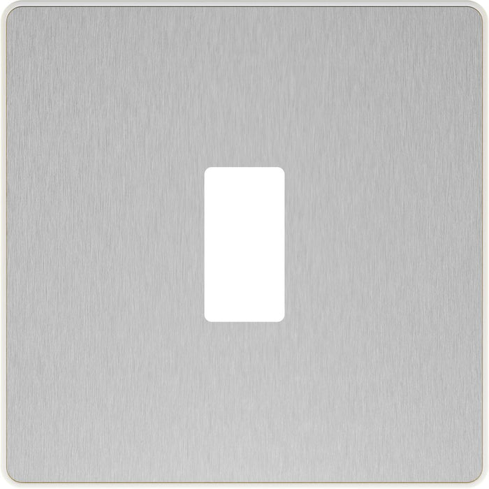 BG GridLite MPCDBS1W Evolve 1G Grid Front Plate - Brushed Steel (White)