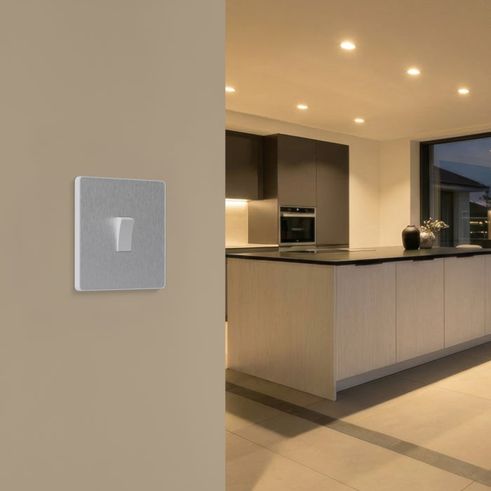 BG GridLite MPCDBS1W Evolve 1G Grid Front Plate - Brushed Steel (White)