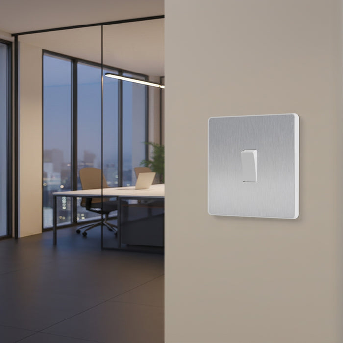 BG GridLite MPCDBS1W Evolve 1G Grid Front Plate - Brushed Steel (White)