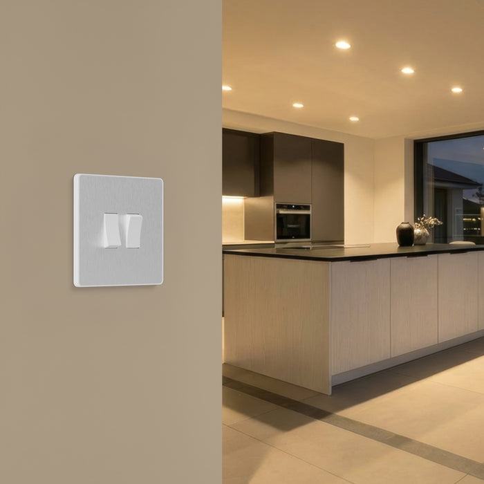 BG GridLite MPCDBS2W Evolve 2G Grid Front Plate - Brushed Steel (White)