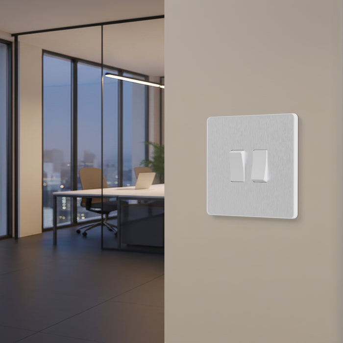 BG GridLite MPCDBS2W Evolve 2G Grid Front Plate - Brushed Steel (White)