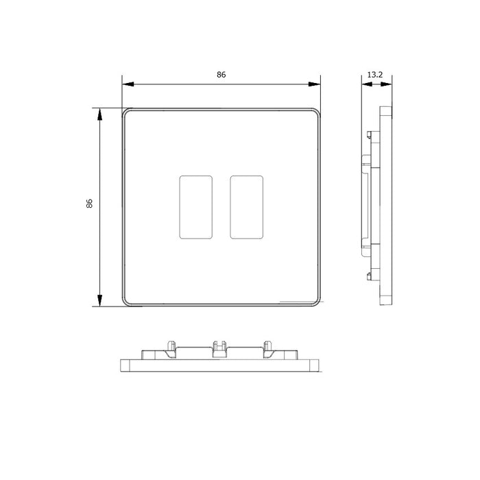 BG GridLite MPCDBS2W Evolve 2G Grid Front Plate - Brushed Steel (White)