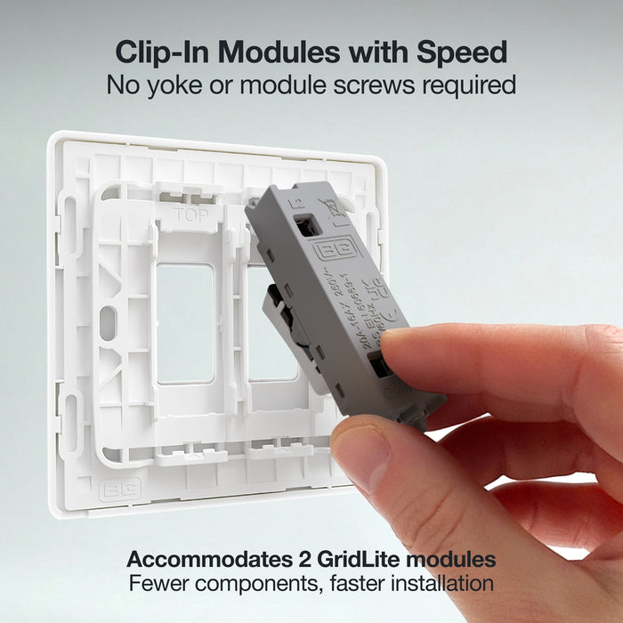 BG GridLite MPCDBS2W Evolve 2G Grid Front Plate - Brushed Steel (White)