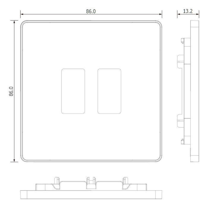 BG GridLite MPCDBS2W Evolve 2G Grid Front Plate - Brushed Steel (White)