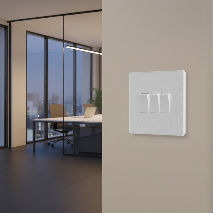 BG GridLite MPCDBS3W Evolve 3G Grid Front Plate - Brushed Steel (White)