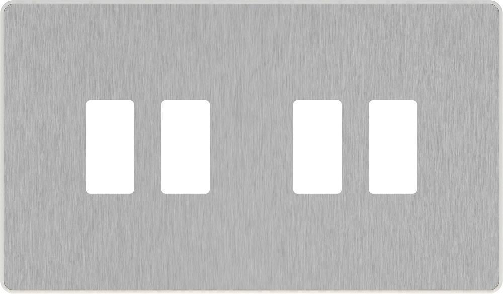 BG GridLite MPCDBS4W Evolve 4G Grid Front Plate - Brushed Steel (White)