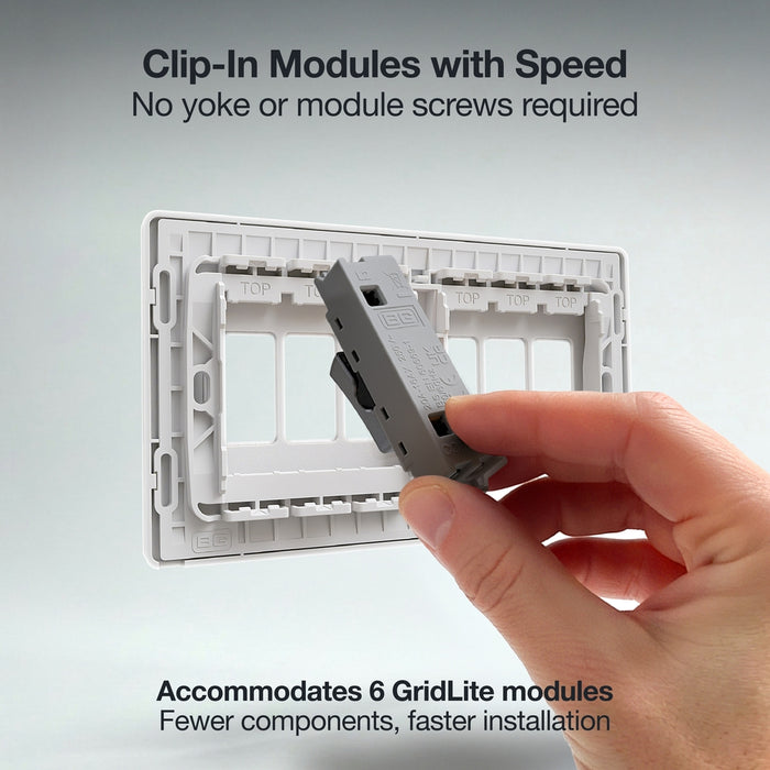 BG GridLite MPCDBS6W Evolve 6G Grid Front Plate - Brushed Steel (White)