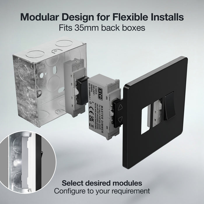 BG GridLite MPCDBTDM Evolve 100W Master Touch LED Dimmer Module - Black