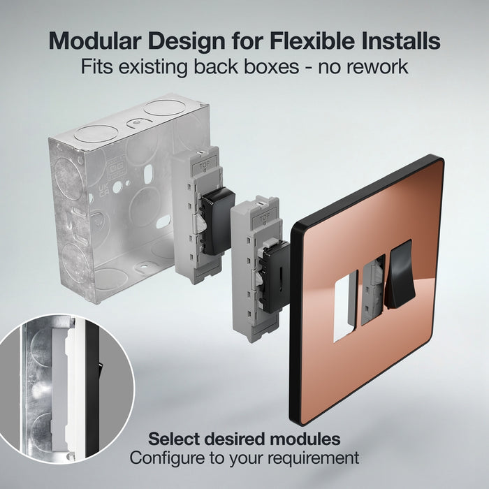 BG GridLite MPCDCP6B Evolve 6G Grid Front Plate - Polished Copper (Black)