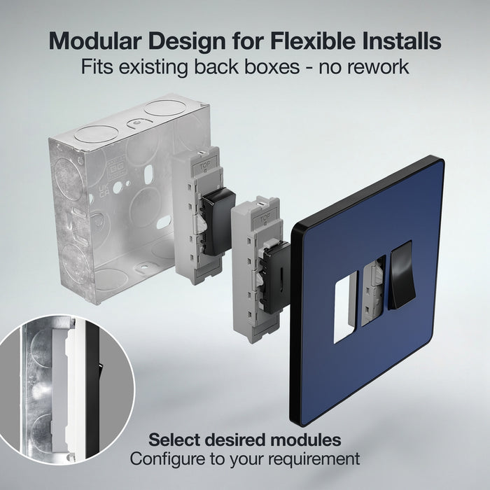 BG GridLite MPCDDB1B Evolve 1G Grid Front Plate - Matt Blue (Black)