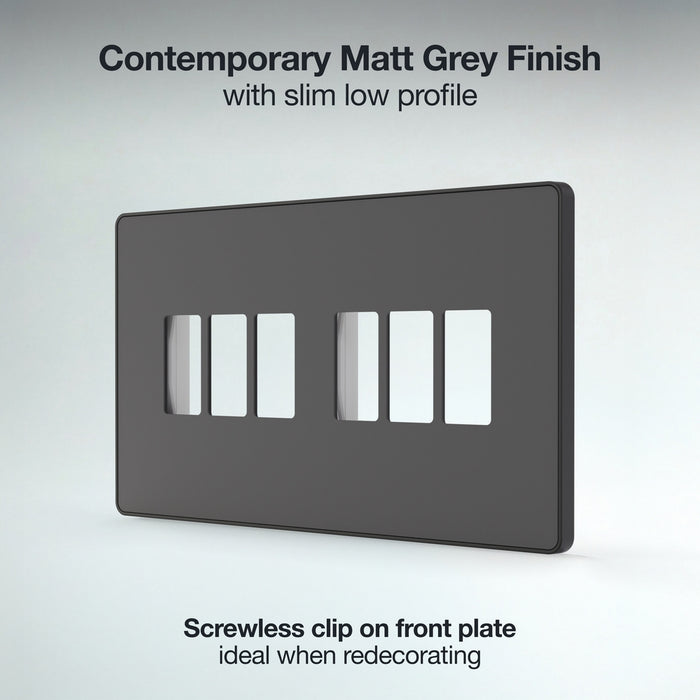 BG GridLite MPCDMG6B Evolve 6G Grid Front Plate - Matt Grey (Black)