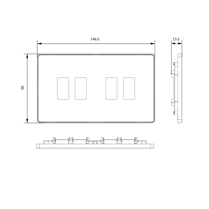 BG GridLite MPCDSB4B Evolve 4G Grid Front Plate - Satin Brass (Black)