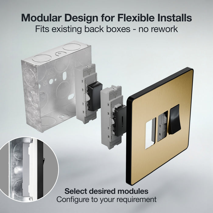 BG GridLite MPCDSB6B Evolve 6G Grid Front Plate - Satin Brass (Black)