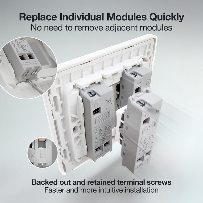 BG GridLite MPCDW12C Evolve 20A SP 2-Way (Centre Off) Switch Module - White