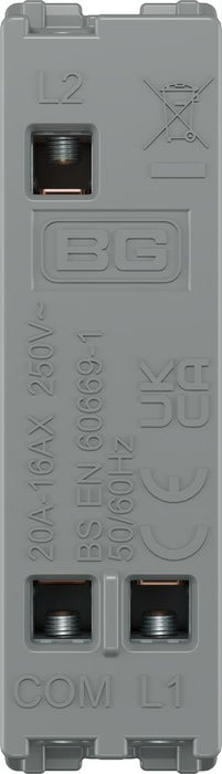 BG GridLite MPCDW12EL Evolve 20A 16AX SP 2-Way Key Switch Module "EMG LTG TEST" - White