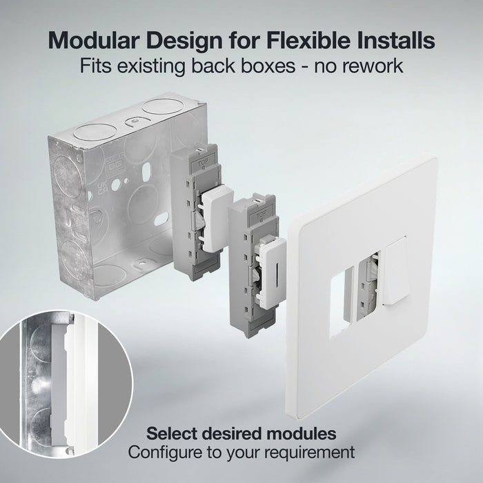 BG GridLite MPCDW12EL Evolve 20A 16AX SP 2-Way Key Switch Module "EMG LTG TEST" - White