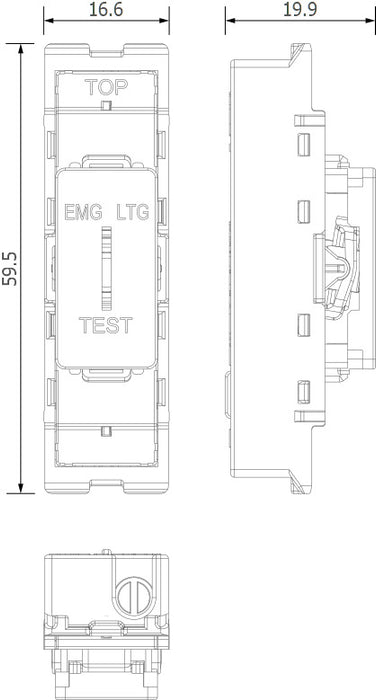 BG GridLite MPCDW12EL Evolve 20A 16AX SP 2-Way Key Switch Module "EMG LTG TEST" - White