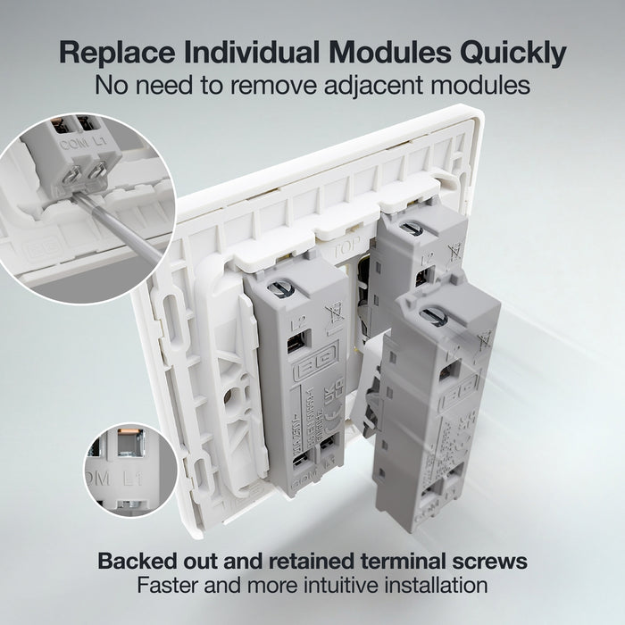 BG GridLite MPCDW142BELL Evolve 20A 2-Way Retractive Switch Module "Bell Symbol" - White